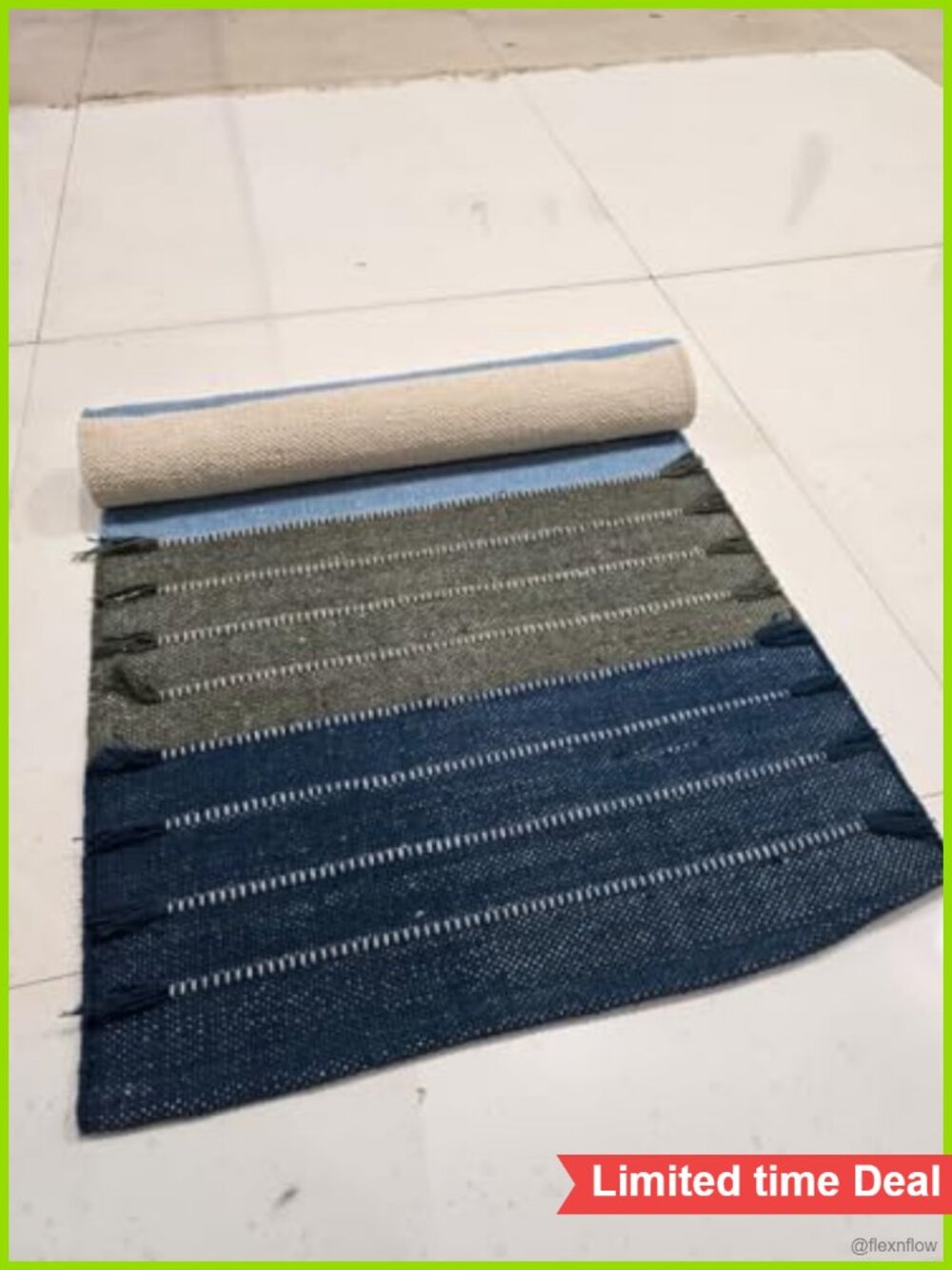 Organic Cotton Hand-Woven Non-Slip Yoga Mat 24x72x5mm